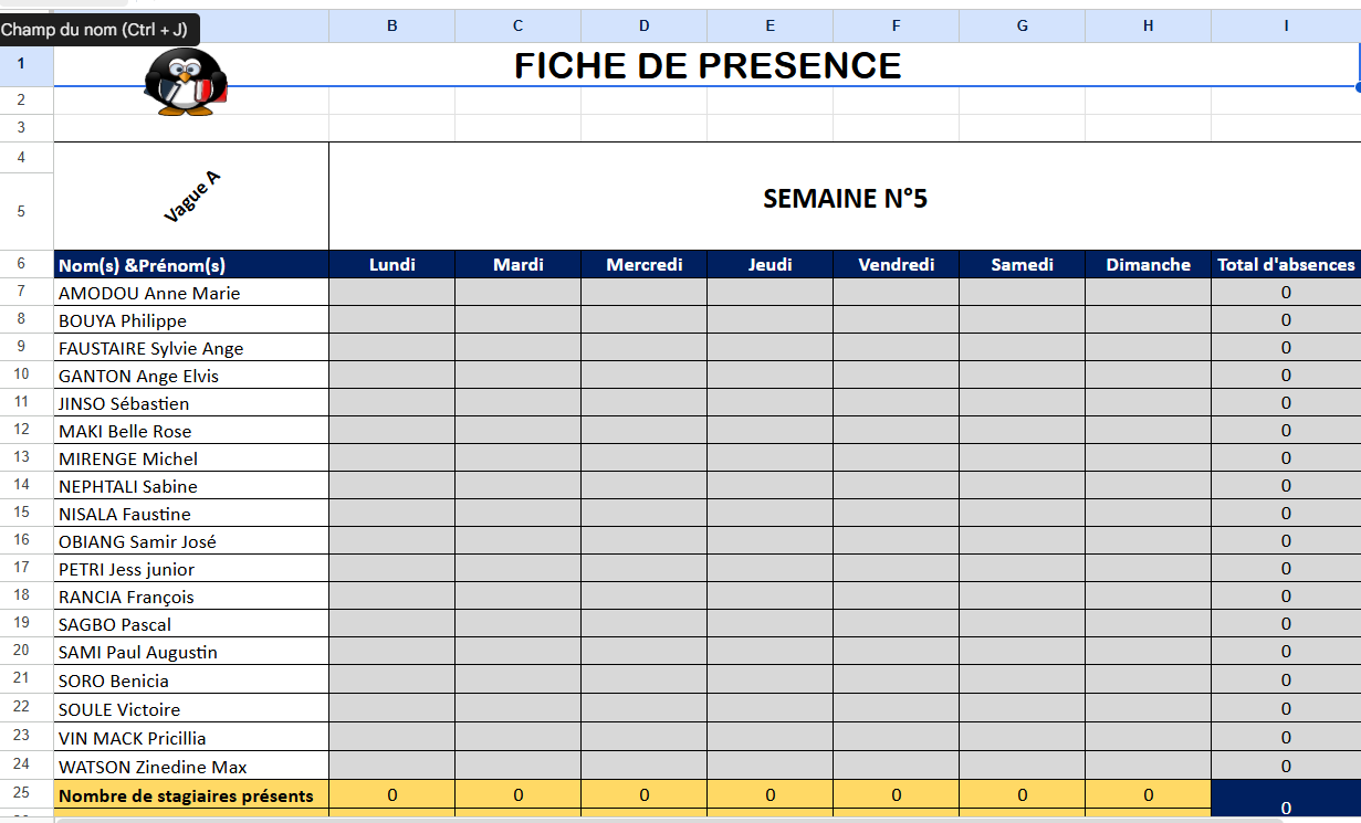 Fiche de présence