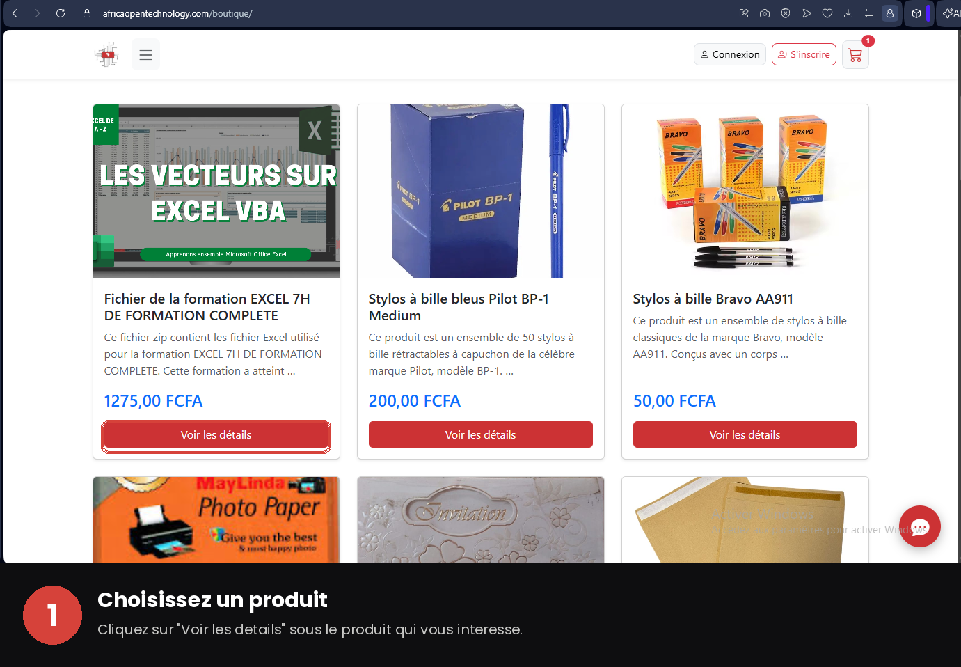 Étape 1 — Choisissez un produit