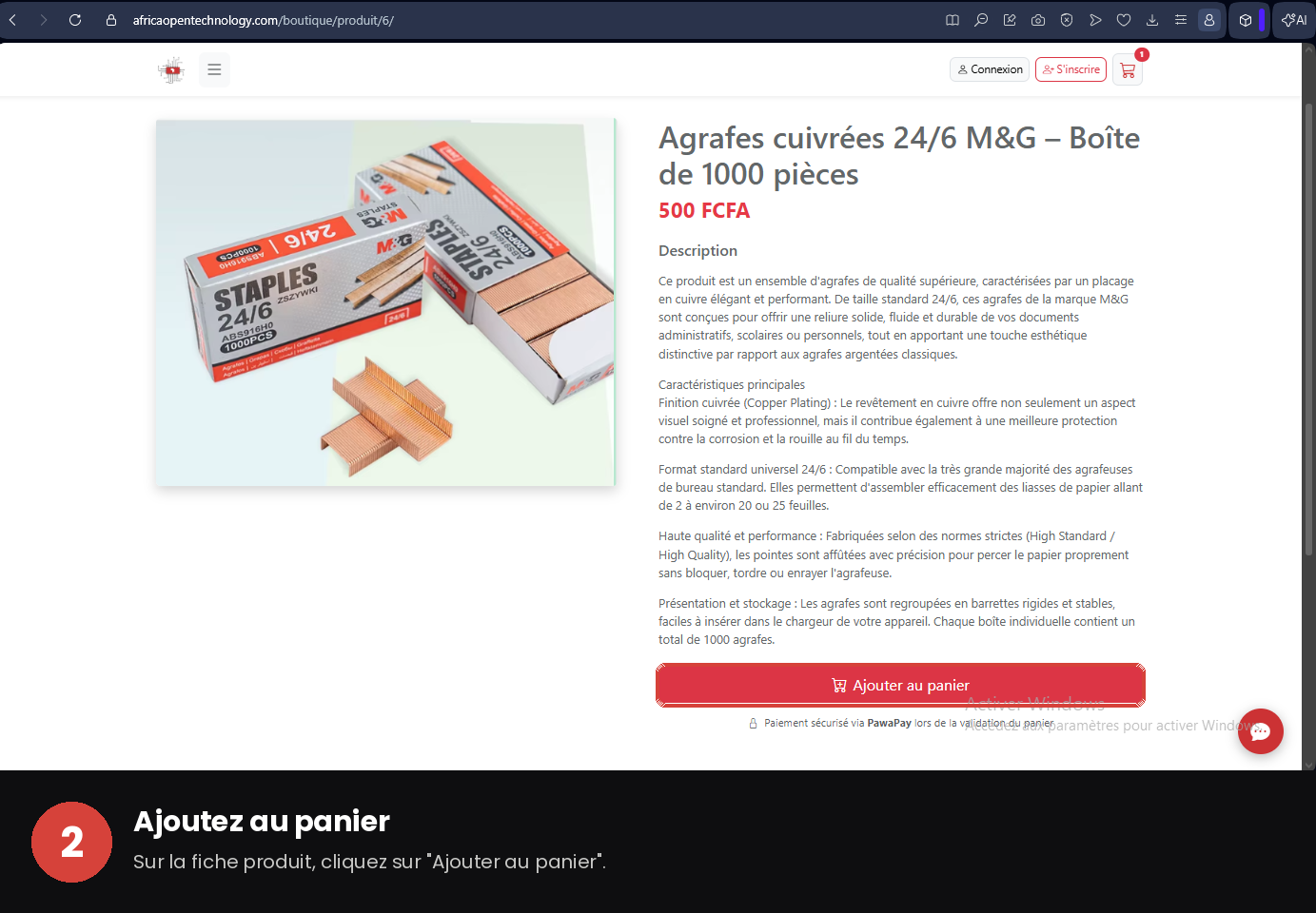 Étape 2 — Ajoutez au panier