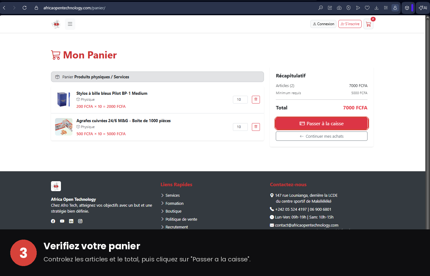 Étape 3 — Vérifiez votre panier